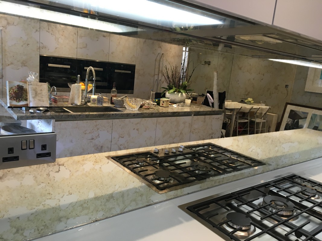 Mirror glass splashback in Alexandra Palace luxury kitchen